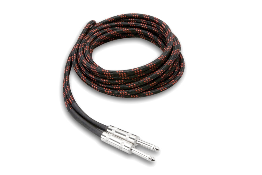 Hosa 3GT-18C5 Cloth Guitar Cable Straight to Same, 18 ft, BK/RD
