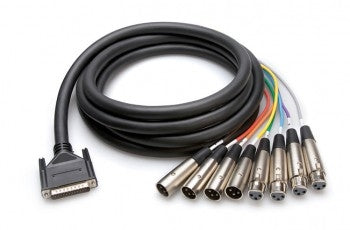 Hosa AES-805Y AES/EBU Snake, DB25 to 4 x XLR3M and 4 x XLR3F, 5 m
