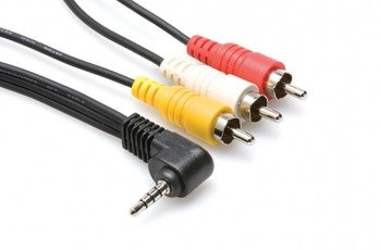 Hosa C3M-110 Camcorder AV Breakout Cable, 3.5 mm TRRS to Composite Video and Stereo Audio, 10 ft