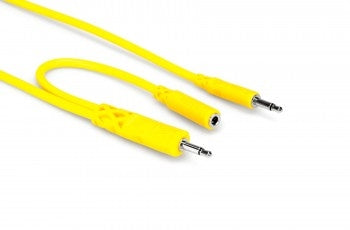 Hosa CMM-545Y Hopscotch Patch Cables, 3.5 mm TS with 3.5 mm TSF Pigtail to 3.5 mm TS, 5 pc, 1.5 ft