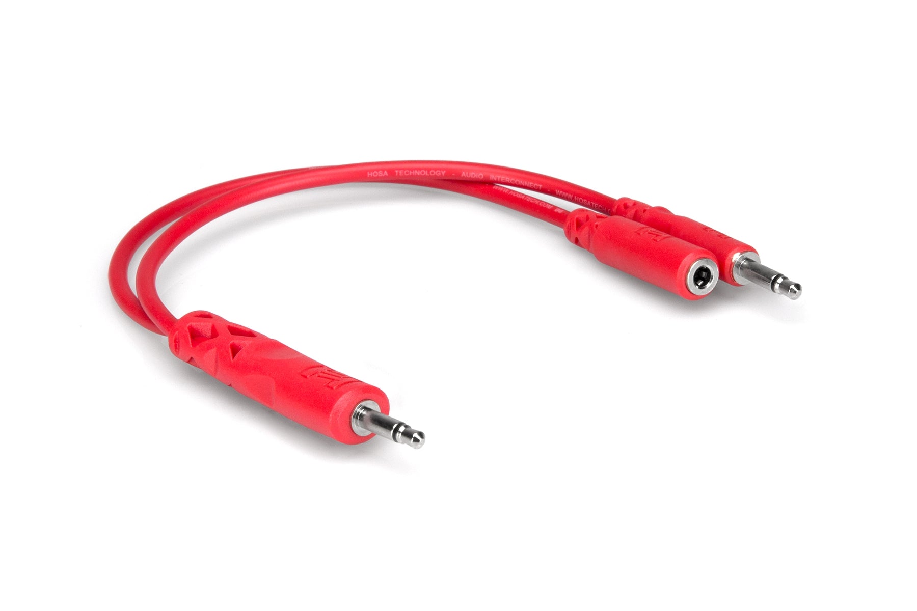 Hosa CMM-515Y Hopscotch Patch Cables, 3.5 mm TS with 3.5 mm TSF Pigtail to 3.5 mm TS, 5 pc, 0.5 ft