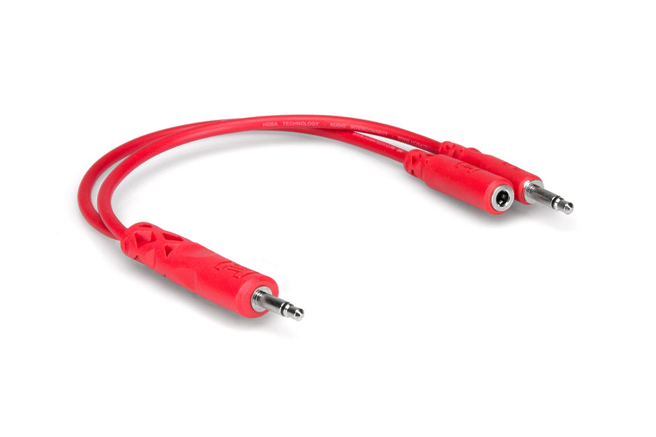 Hosa CMM-515Y Hopscotch Patch Cables, 3.5 mm TS with 3.5 mm TSF Pigtail to 3.5 mm TS, 5 pc, 0.5 ft