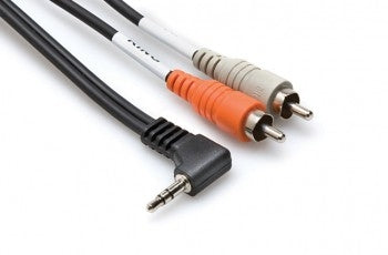 Hosa CMR-206R Stereo Breakout, Right-angle 3.5 mm TRS to Dual RCA, 6 ft