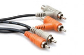 Hosa CRA-201PB Stereo Interconnect, Dual RCA to Dual Piggyback RCA, 1 m