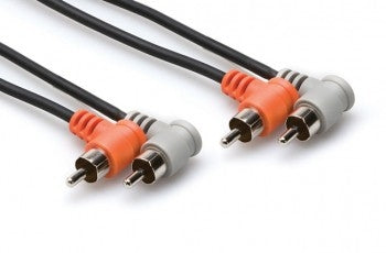 Hosa CRA-201RR Stereo Interconnect, Dual Right-angle RCA to Same, 1 m