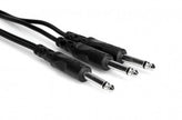 Hosa CYP-103 Y Cable, 1/4 in TS to Dual 1/4 in TS, 3 ft
