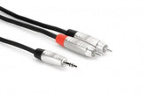 Hosa HMR-010Y Pro Stereo Breakout, REAN 3.5 mm TRS to Dual RCA, 10 ft
