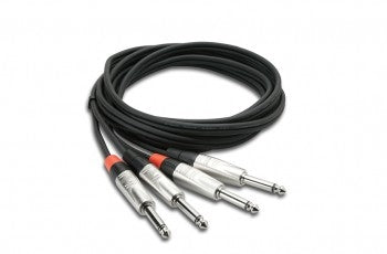 Hosa HPP-020X2 Pro Stereo Interconnect, Dual REAN 1/4 in TS to Same, 20 ft