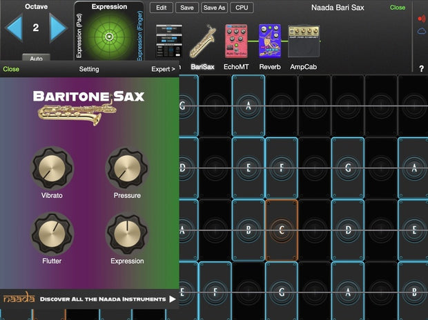 moForte GeoShred Naada Baritone Sax for Mac