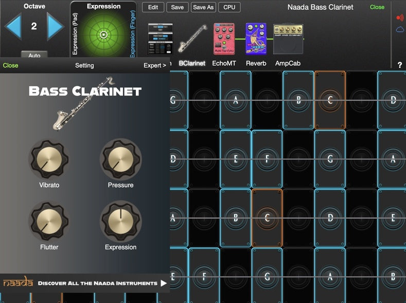 moForte GeoShred Naada Bass Clarinet for Mac