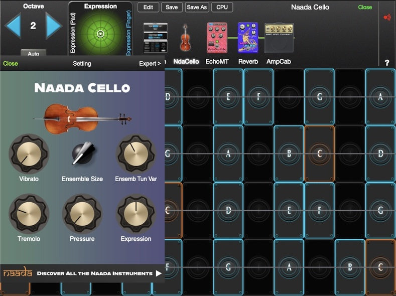 moForte GeoShred Naada Cello for Mac