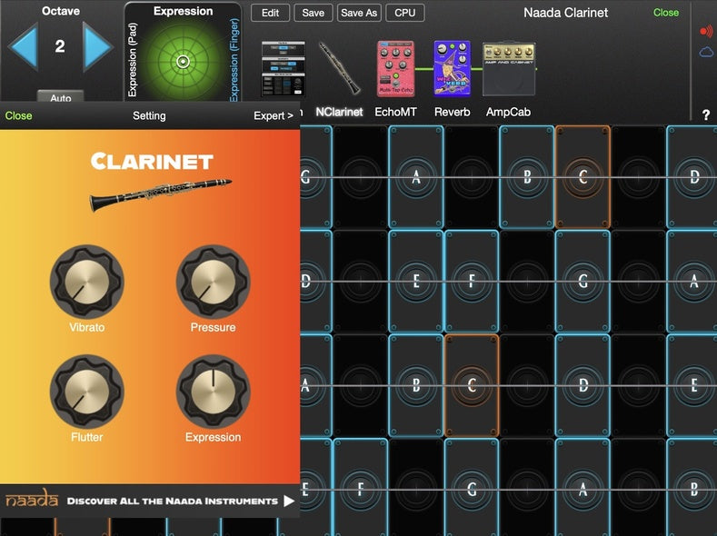 moForte GeoShred Naada Clarinet for Mac