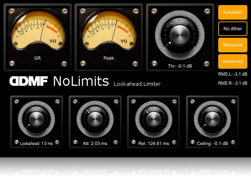 DDMF NoLimits2 Smooth-As-Silk Lookahead Limiter Plugin