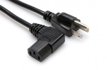 Hosa PWC-143R Power Cord, Right-angle IEC C13 to NEMA 5-15P, 3 ft