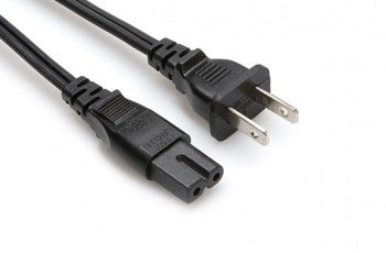 Hosa PWP-461 Power Cord, IEC C7 polarized to NEMA 1-15P, 8 ft