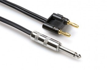 Hosa SKZ-625BN Speaker Cable 1/4 in TS to Dual Banana, Black Zip, 25 ft
