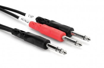 Hosa STP-204 Insert Cable, 1/4 in TRS to Dual 1/4 in TS, 4 m