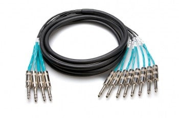 Hosa STP-803-PRO Pro Insert Snake, Serviceable 1/4 in TRS to Dual 1/4 in TS, 3 m