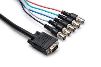 Hosa VGF-303 VGA Breakout, DE15 to 5 x BNCF, 3 ft