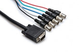 Hosa VGF-303 VGA Breakout, DE15 to 5 x BNCF, 3 ft