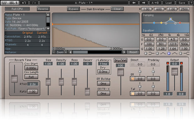 Waves IR1 Convolution Reverb Plugin