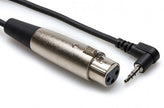Hosa XVS-101F Camcorder Microphone Cable, XLR3F to Right-angle 3.5 mm TRS, 1 ft