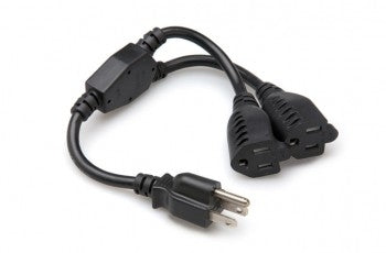 Hosa YAC-407 Power Extension Y Cable, Dual NEMA 5-15R to NEMA 5-15P, 18 AWG x 3 OFC