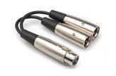 Hosa YXM-101.5 Y Cable, XLR3F to Dual XLR3M, 18 in